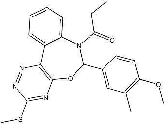 methyl 2-methyl-4-[3-(methylsulfanyl)-7-propionyl-6,7-dihydro[1,2,4]triazino[5,6-d][3,1]benzoxazepin-6-yl]phenyl ether Structure
