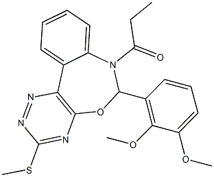 6-(2,3-dimethoxyphenyl)-3-(methylsulfanyl)-7-propionyl-6,7-dihydro[1,2,4]triazino[5,6-d][3,1]benzoxazepine Structure