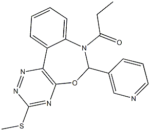 3-(methylsulfanyl)-7-propionyl-6-(3-pyridinyl)-6,7-dihydro[1,2,4]triazino[5,6-d][3,1]benzoxazepine Struktur
