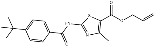 allyl 2-[(4-tert-butylbenzoyl)amino]-4-methyl-1,3-thiazole-5-carboxylate Struktur