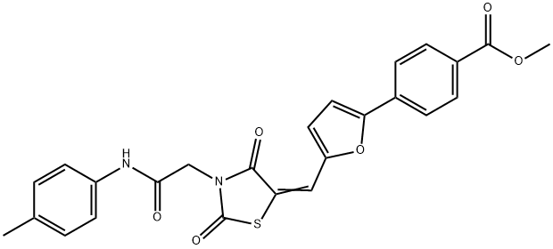 methyl 4-[5-({2,4-dioxo-3-[2-oxo-2-(4-toluidino)ethyl]-1,3-thiazolidin-5-ylidene}methyl)-2-furyl]benzoate Structure