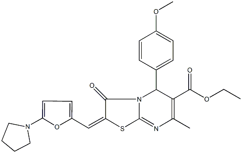 ethyl 5-(4-methoxyphenyl)-7-methyl-3-oxo-2-{[5-(1-pyrrolidinyl)-2-furyl]methylene}-2,3-dihydro-5H-[1,3]thiazolo[3,2-a]pyrimidine-6-carboxylate|