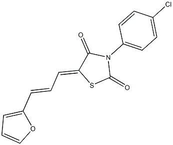 3-(4-chlorophenyl)-5-[3-(2-furyl)-2-propenylidene]-1,3-thiazolidine-2,4-dione 结构式
