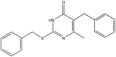 5-benzyl-2-(benzylsulfanyl)-6-methyl-4(3H)-pyrimidinone 化学構造式