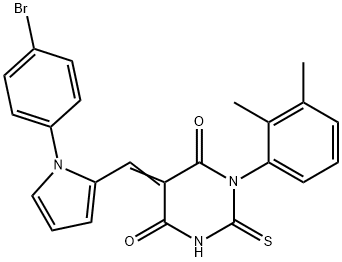 5-{[1-(4-bromophenyl)-1H-pyrrol-2-yl]methylene}-1-(2,3-dimethylphenyl)-2-thioxodihydro-4,6(1H,5H)-pyrimidinedione,431059-12-0,结构式