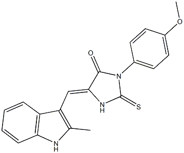 3-(4-methoxyphenyl)-5-[(2-methyl-1H-indol-3-yl)methylene]-2-thioxo-4-imidazolidinone,431066-77-2,结构式