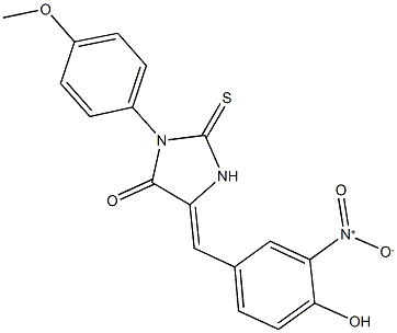 5-{4-hydroxy-3-nitrobenzylidene}-3-(4-methoxyphenyl)-2-thioxo-4-imidazolidinone 化学構造式