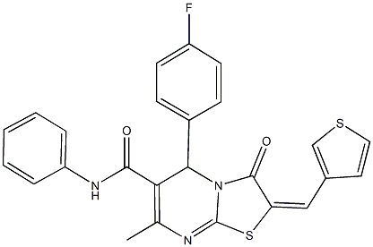 5-(4-fluorophenyl)-7-methyl-3-oxo-N-phenyl-2-(3-thienylmethylene)-2,3-dihydro-5H-[1,3]thiazolo[3,2-a]pyrimidine-6-carboxamide 结构式