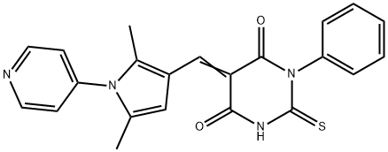 5-{[2,5-dimethyl-1-(4-pyridinyl)-1H-pyrrol-3-yl]methylene}-1-phenyl-2-thioxodihydro-4,6(1H,5H)-pyrimidinedione,431071-99-7,结构式