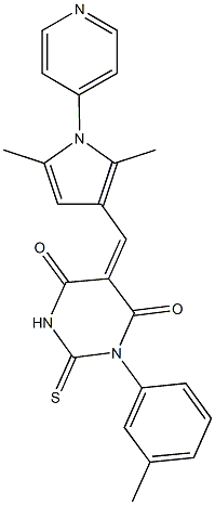 5-{[2,5-dimethyl-1-(4-pyridinyl)-1H-pyrrol-3-yl]methylene}-1-(3-methylphenyl)-2-thioxodihydro-4,6(1H,5H)-pyrimidinedione Structure