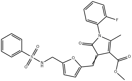 methyl 1-(2-fluorophenyl)-2-methyl-5-oxo-4-[(5-{[(phenylsulfonyl)amino]methyl}-2-furyl)methylene]-4,5-dihydro-1H-pyrrole-3-carboxylate,431074-07-6,结构式