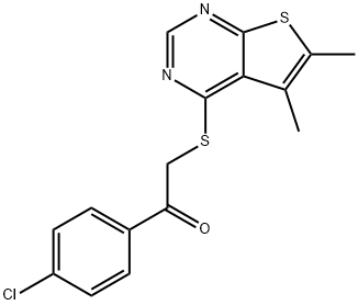1-(4-chlorophenyl)-2-[(5,6-dimethylthieno[2,3-d]pyrimidin-4-yl)sulfanyl]ethanone 化学構造式