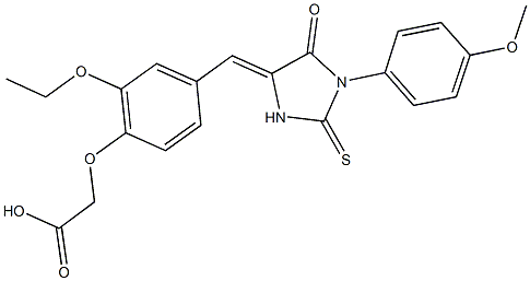 (2-ethoxy-4-{[1-(4-methoxyphenyl)-5-oxo-2-thioxo-4-imidazolidinylidene]methyl}phenoxy)acetic acid Struktur