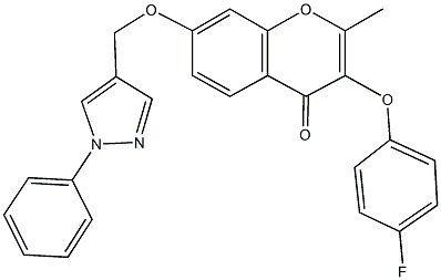 3-(4-fluorophenoxy)-2-methyl-7-[(1-phenyl-1H-pyrazol-4-yl)methoxy]-4H-chromen-4-one Struktur