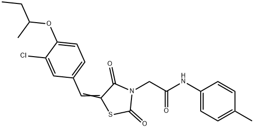 2-[5-(4-sec-butoxy-3-chlorobenzylidene)-2,4-dioxo-1,3-thiazolidin-3-yl]-N-(4-methylphenyl)acetamide Structure