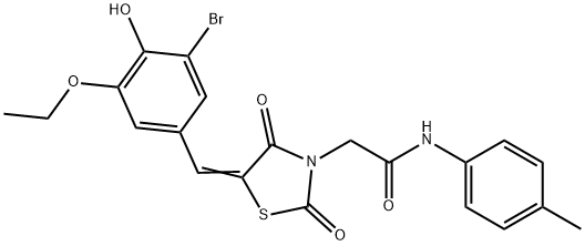 2-[5-(3-bromo-5-ethoxy-4-hydroxybenzylidene)-2,4-dioxo-1,3-thiazolidin-3-yl]-N-(4-methylphenyl)acetamide|