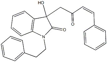3-hydroxy-3-(2-oxo-4-phenyl-3-butenyl)-1-(2-phenylethyl)-1,3-dihydro-2H-indol-2-one Structure