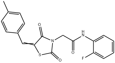 N-(2-fluorophenyl)-2-[5-(4-methylbenzylidene)-2,4-dioxo-1,3-thiazolidin-3-yl]acetamide Structure