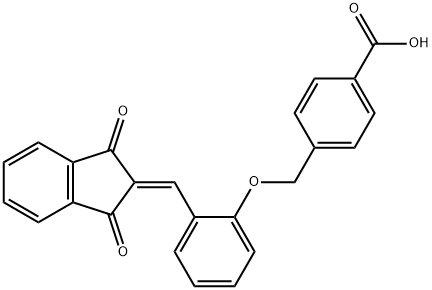 4-({2-[(1,3-dioxo-1,3-dihydro-2H-inden-2-ylidene)methyl]phenoxy}methyl)benzoic acid Structure