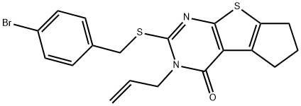 3-allyl-2-[(4-bromobenzyl)sulfanyl]-3,5,6,7-tetrahydro-4H-cyclopenta[4,5]thieno[2,3-d]pyrimidin-4-one 化学構造式