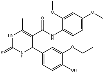 N-(2,4-dimethoxyphenyl)-4-(3-ethoxy-4-hydroxyphenyl)-6-methyl-2-thioxo-1,2,3,4-tetrahydro-5-pyrimidinecarboxamide Structure