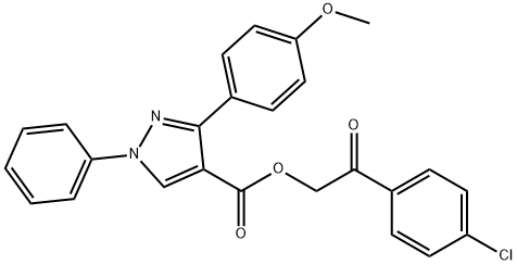 2-(4-chlorophenyl)-2-oxoethyl 3-(4-methoxyphenyl)-1-phenyl-1H-pyrazole-4-carboxylate 结构式