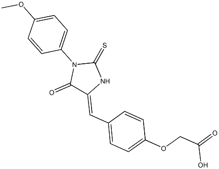 (4-{[1-(4-methoxyphenyl)-5-oxo-2-thioxo-4-imidazolidinylidene]methyl}phenoxy)acetic acid Structure