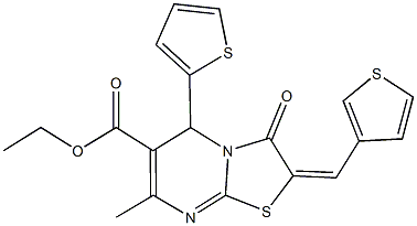 ethyl 7-methyl-3-oxo-5-(2-thienyl)-2-(3-thienylmethylene)-2,3-dihydro-5H-[1,3]thiazolo[3,2-a]pyrimidine-6-carboxylate Structure