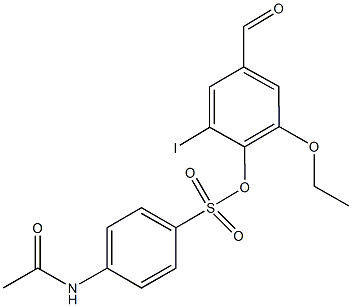2-ethoxy-4-formyl-6-iodophenyl 4-(acetylamino)benzenesulfonate Struktur