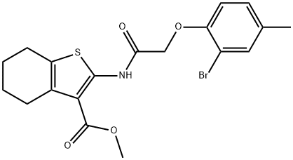 methyl 2-{[(2-bromo-4-methylphenoxy)acetyl]amino}-4,5,6,7-tetrahydro-1-benzothiophene-3-carboxylate Struktur
