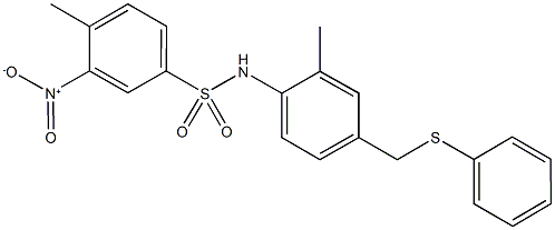 3-nitro-4-methyl-N-{2-methyl-4-[(phenylsulfanyl)methyl]phenyl}benzenesulfonamide Structure