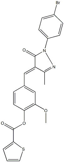 4-{[1-(4-bromophenyl)-3-methyl-5-oxo-1,5-dihydro-4H-pyrazol-4-ylidene]methyl}-2-methoxyphenyl 2-thiophenecarboxylate 结构式