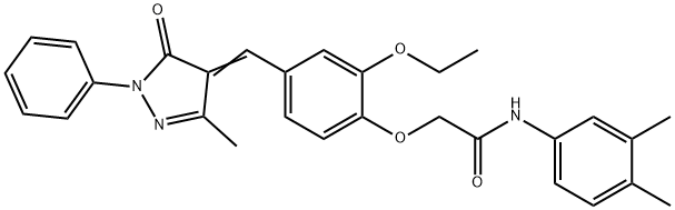 431993-81-6 N-(3,4-dimethylphenyl)-2-{2-ethoxy-4-[(3-methyl-5-oxo-1-phenyl-1,5-dihydro-4H-pyrazol-4-ylidene)methyl]phenoxy}acetamide