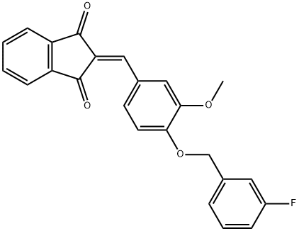 2-{4-[(3-fluorobenzyl)oxy]-3-methoxybenzylidene}-1H-indene-1,3(2H)-dione Struktur