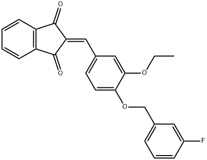 2-{3-ethoxy-4-[(3-fluorobenzyl)oxy]benzylidene}-1H-indene-1,3(2H)-dione,432005-87-3,结构式