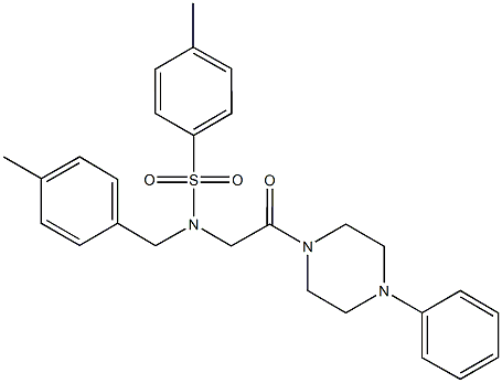 4-methyl-N-(4-methylbenzyl)-N-[2-oxo-2-(4-phenyl-1-piperazinyl)ethyl]benzenesulfonamide 化学構造式