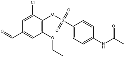 2-chloro-6-ethoxy-4-formylphenyl 4-(acetylamino)benzenesulfonate 化学構造式