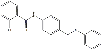 2-chloro-N-{2-methyl-4-[(phenylsulfanyl)methyl]phenyl}benzamide 结构式