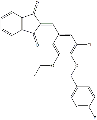 2-{3-chloro-5-ethoxy-4-[(4-fluorobenzyl)oxy]benzylidene}-1H-indene-1,3(2H)-dione,432016-74-5,结构式