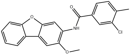 3-chloro-N-(2-methoxydibenzo[b,d]furan-3-yl)-4-methylbenzamide 结构式