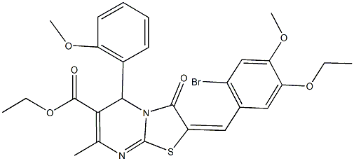 ethyl 2-(2-bromo-5-ethoxy-4-methoxybenzylidene)-5-(2-methoxyphenyl)-7-methyl-3-oxo-2,3-dihydro-5H-[1,3]thiazolo[3,2-a]pyrimidine-6-carboxylate Struktur