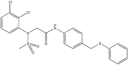 2-[2,3-dichloro(methylsulfonyl)anilino]-N-{4-[(phenylsulfanyl)methyl]phenyl}acetamide 化学構造式