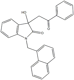 3-hydroxy-1-(1-naphthylmethyl)-3-(2-oxo-2-phenylethyl)-1,3-dihydro-2H-indol-2-one 化学構造式