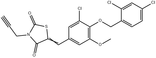 5-{3-chloro-4-[(2,4-dichlorobenzyl)oxy]-5-methoxybenzylidene}-3-(2-propynyl)-1,3-thiazolidine-2,4-dione Structure