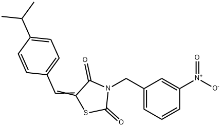 3-{3-nitrobenzyl}-5-(4-isopropylbenzylidene)-1,3-thiazolidine-2,4-dione 化学構造式