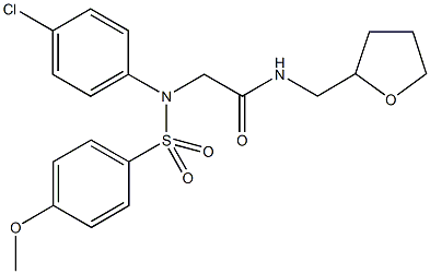 2-{4-chloro[(4-methoxyphenyl)sulfonyl]anilino}-N-(tetrahydro-2-furanylmethyl)acetamide 结构式