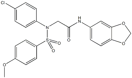 N-(1,3-benzodioxol-5-yl)-2-{4-chloro[(4-methoxyphenyl)sulfonyl]anilino}acetamide Struktur