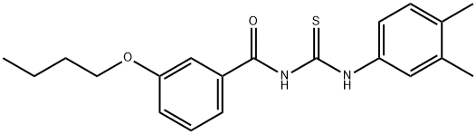 N-(3-butoxybenzoyl)-N'-(3,4-dimethylphenyl)thiourea 化学構造式