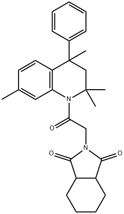 2-[2-oxo-2-(2,2,4,7-tetramethyl-4-phenyl-3,4-dihydro-1(2H)-quinolinyl)ethyl]hexahydro-1H-isoindole-1,3(2H)-dione Struktur