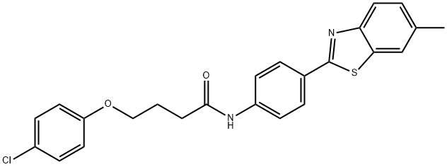 4-(4-chlorophenoxy)-N-[4-(6-methyl-1,3-benzothiazol-2-yl)phenyl]butanamide 化学構造式